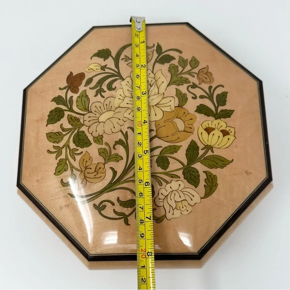 Vintage Made in Italy Sorrento Inlaid Floral Music Wooden Jewelry Box  Mozart